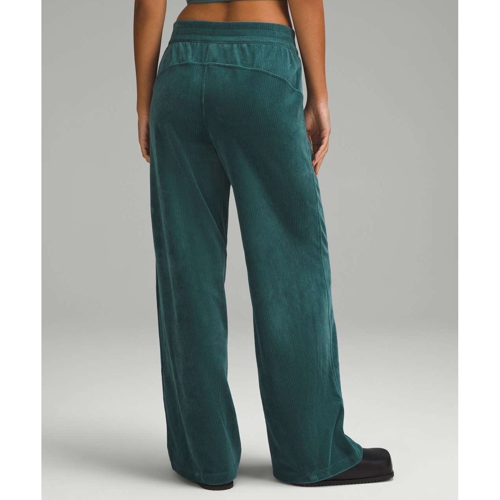 Lululemon Corduroy Wide Leg Pants Teal Green High Rise Size 4